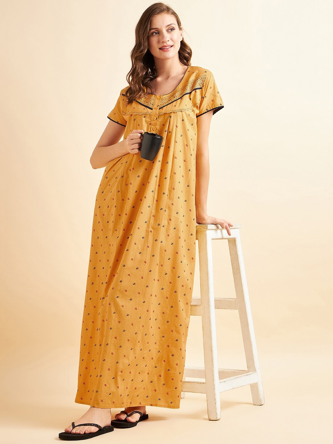 

Sweet Dreams Floral Printed Maxi Nightdress, Yellow