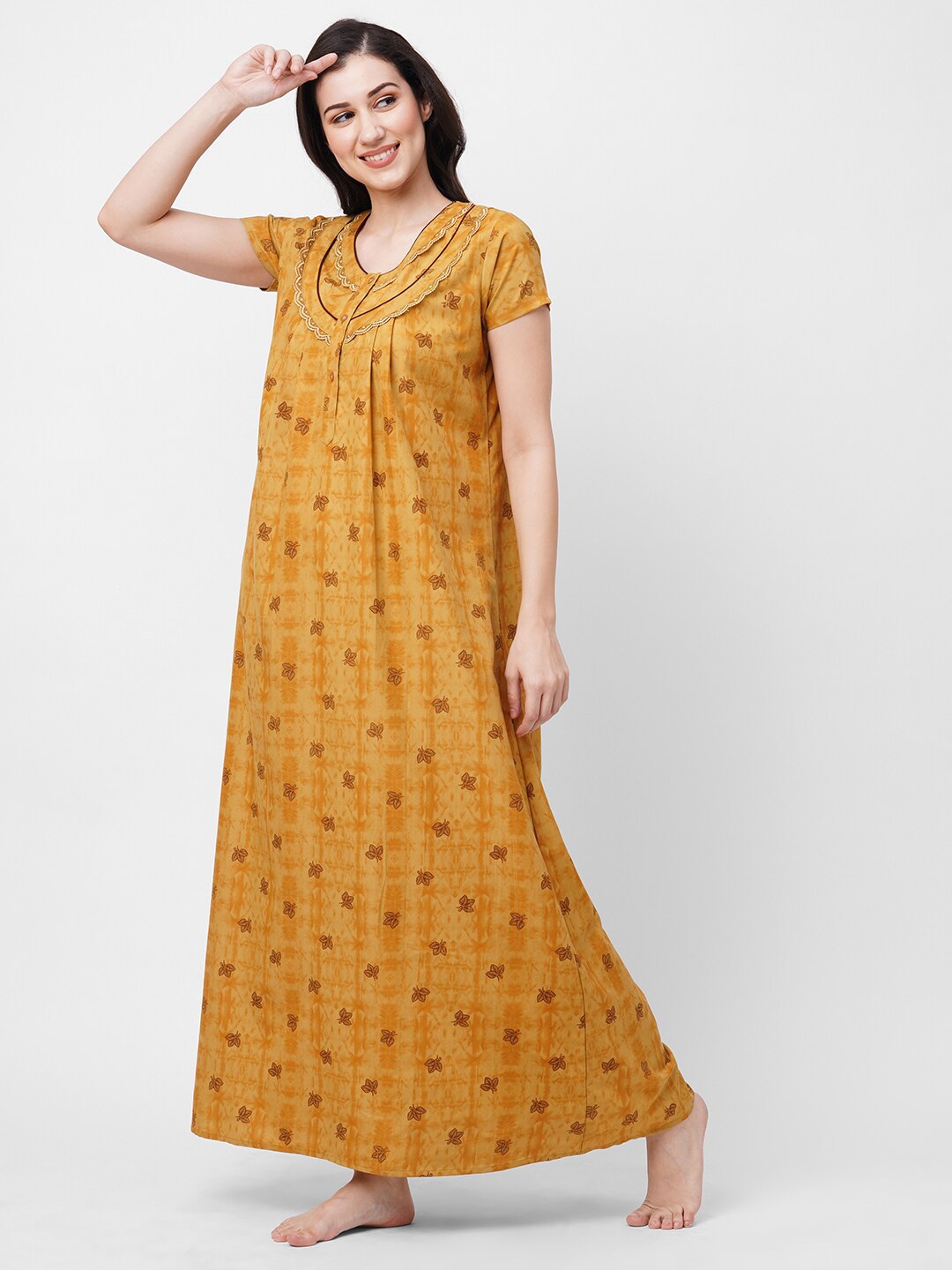 

Sweet Dreams Yellow Floral Printed Maxi Nightdress