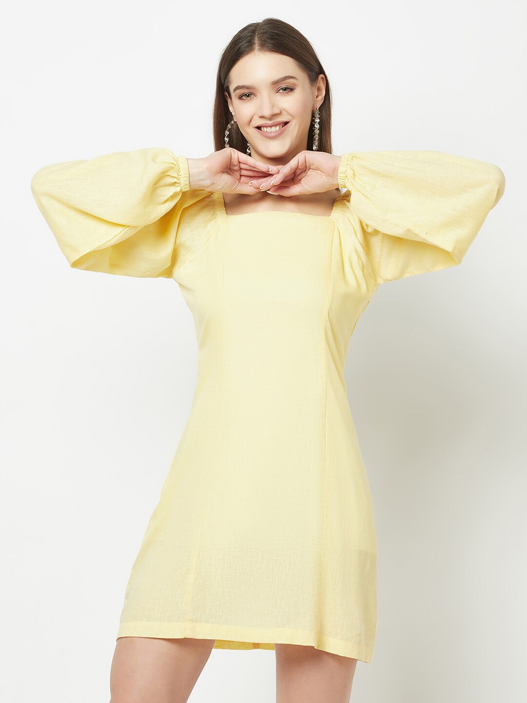 

Crimsoune Club Flutter Sleeve A-Line Dress, Yellow