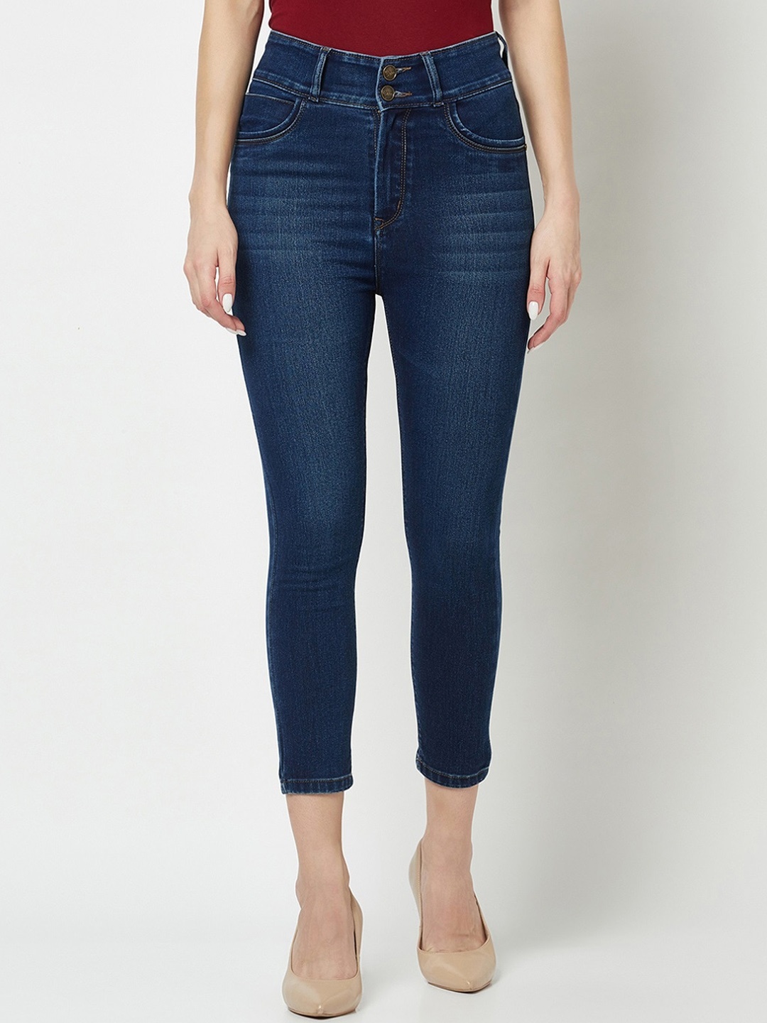 

Crimsoune Club Women Urban Slim Slim Fit Light Fade Stretchable Jeans, Navy blue