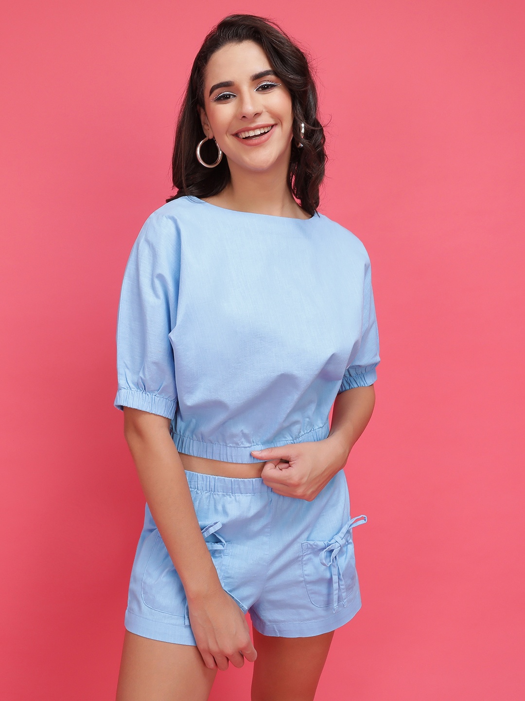 

Freehand by The Indian Garage Co Blue Pure Cotton Playsuit