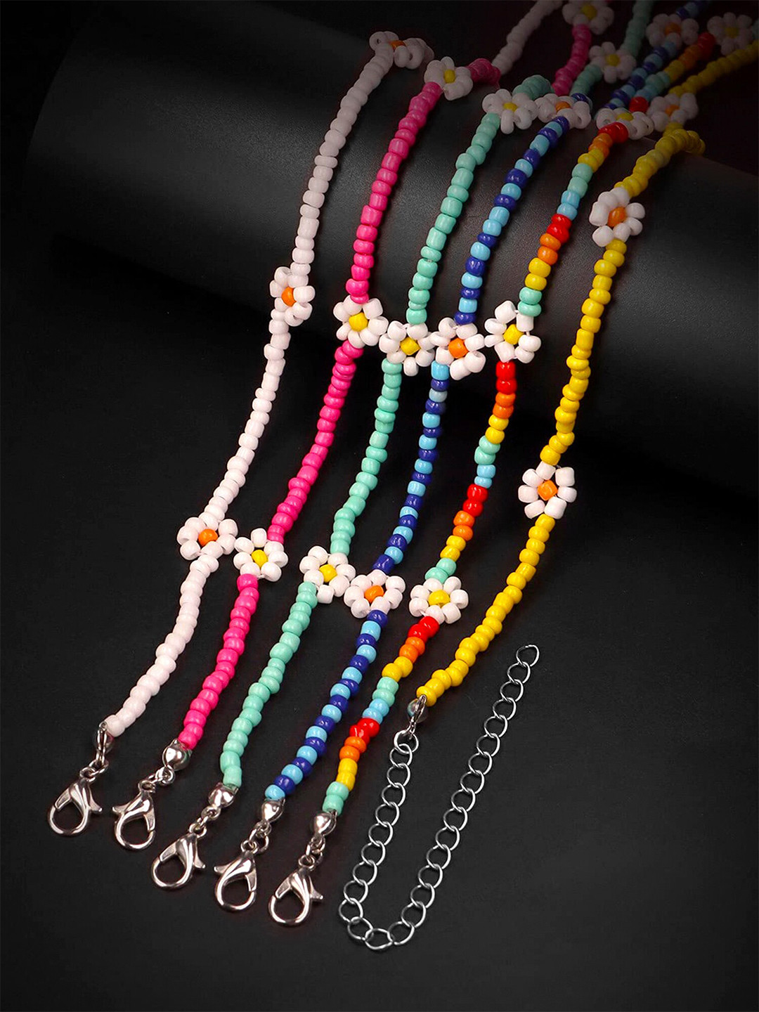 

Melbees by Yellow Chimes Girls Set of 6 Beads Necklace, Pink