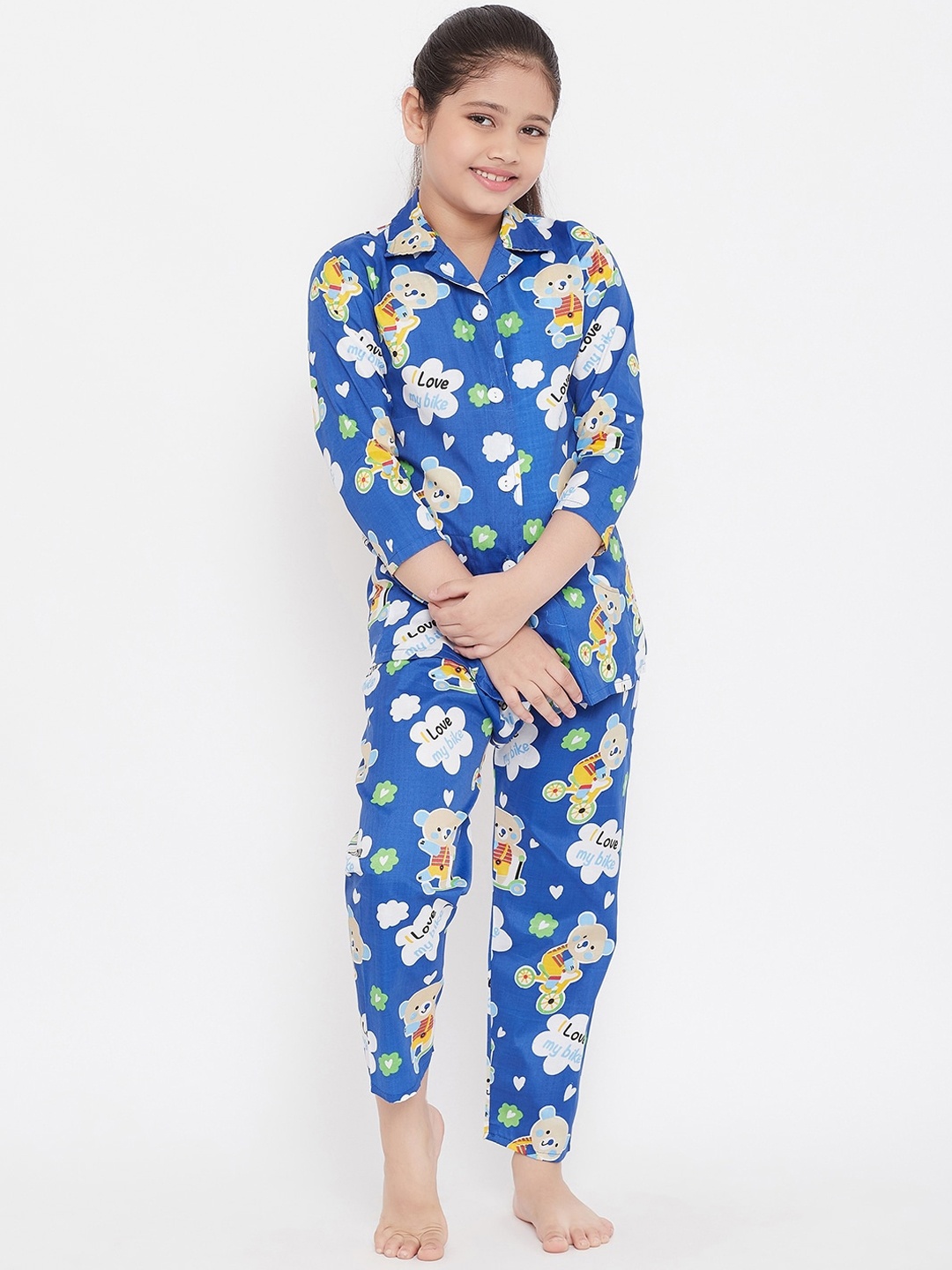 

KYDZI Girls Conversational Printed Night Suit, Blue