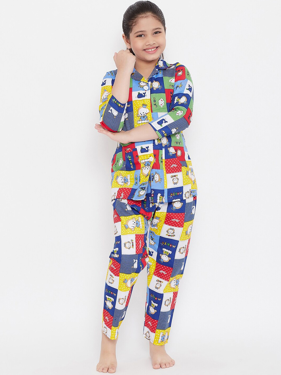 

KYDZI Girls Conversational Printed Night Suit, Blue