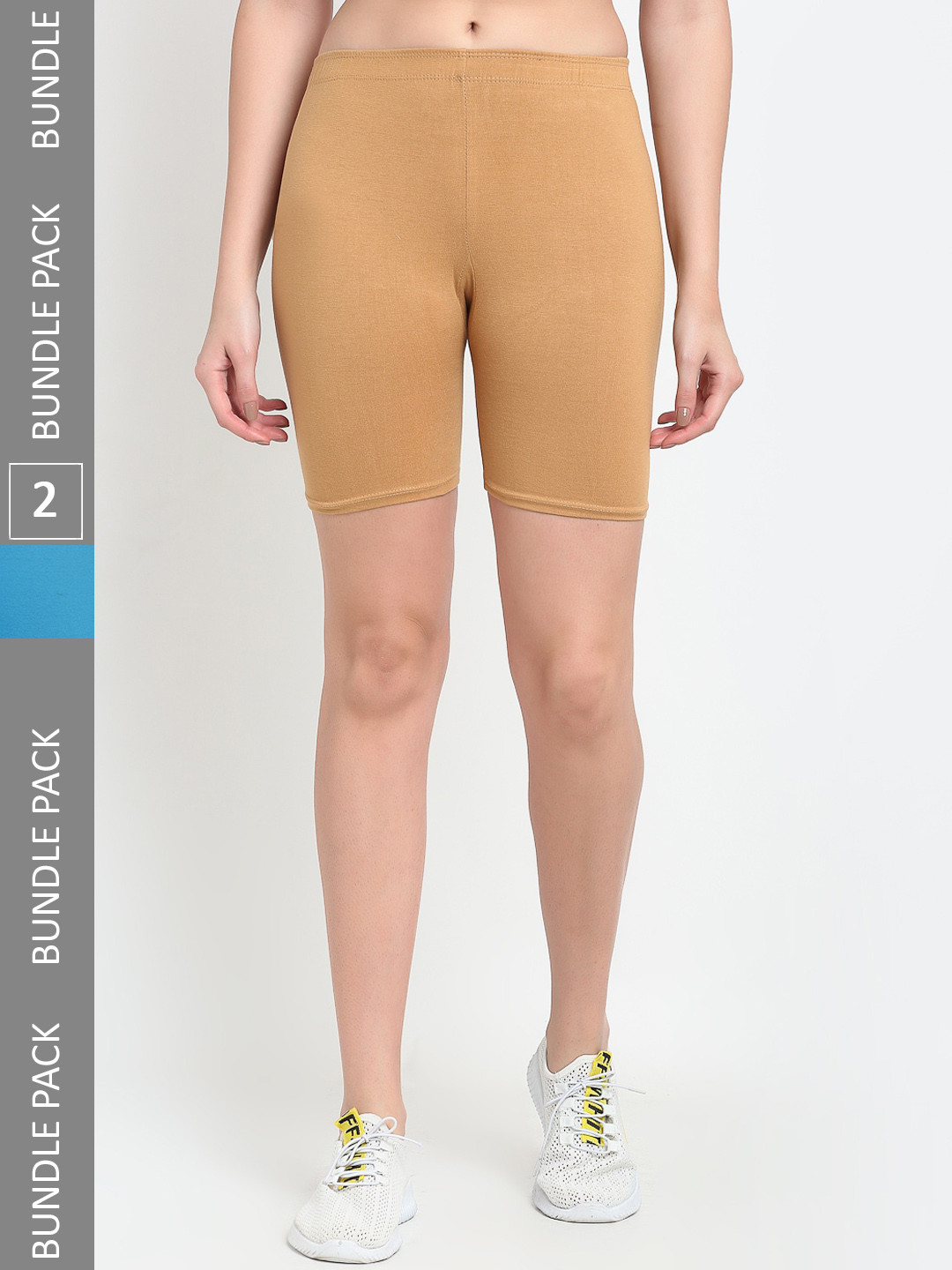 

Jinfo Women Pack of 2 Cycling Sports Shorts, Beige