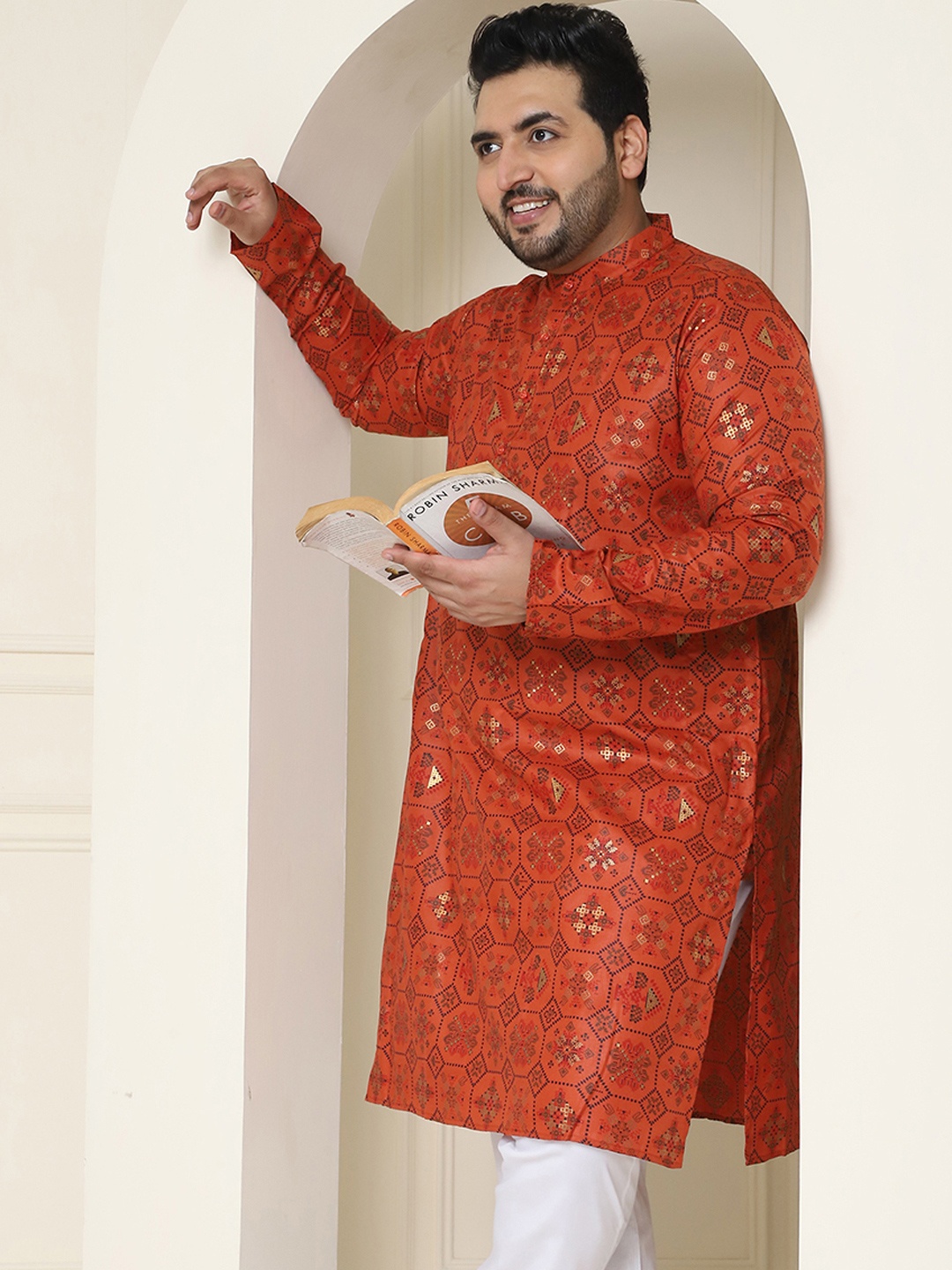 

SOJANYA PLUS Ethnic Motifs Printed Kurta, Orange