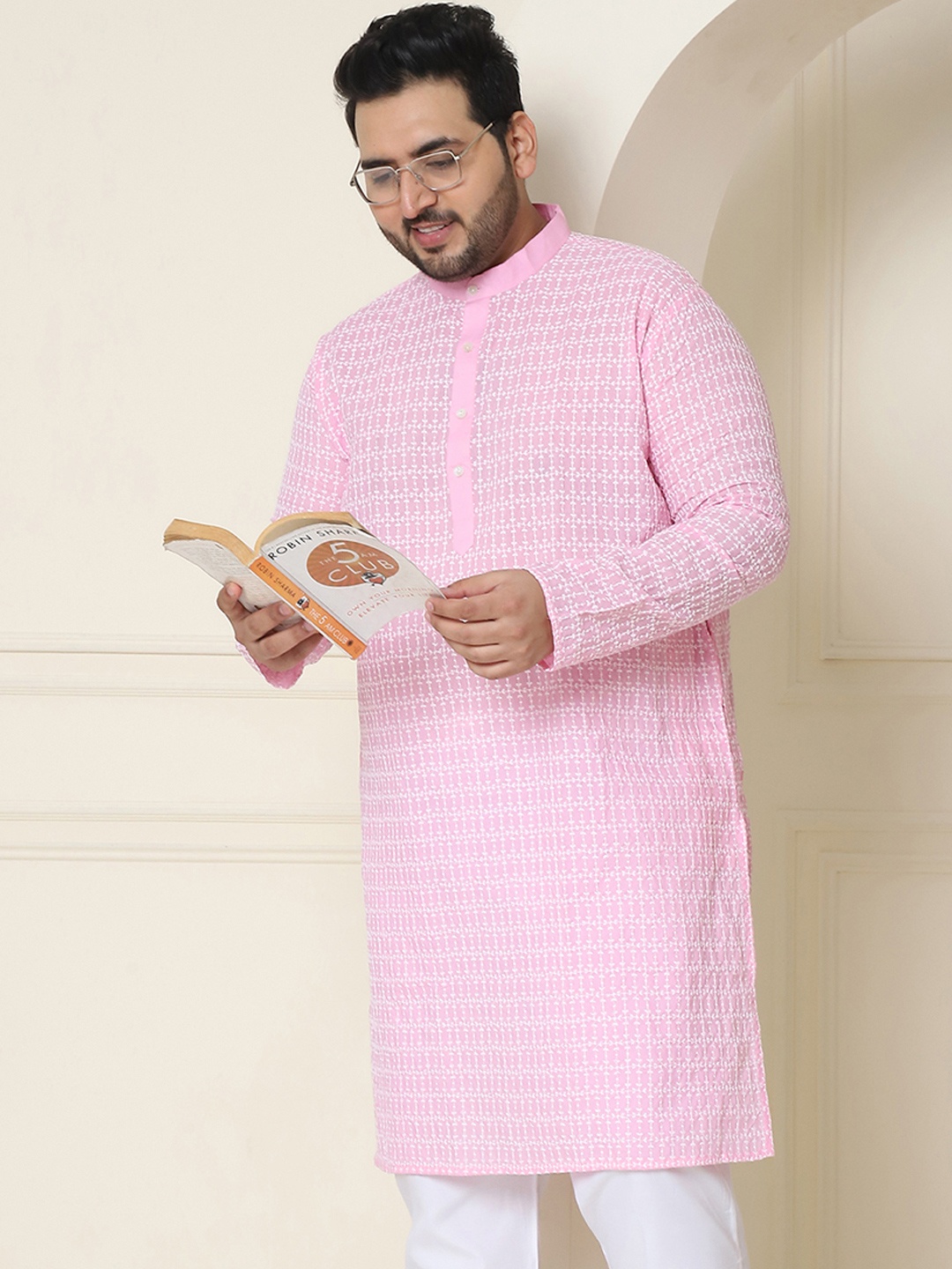 

SOJANYA PLUS Embroidered Cotton Kurta, Pink