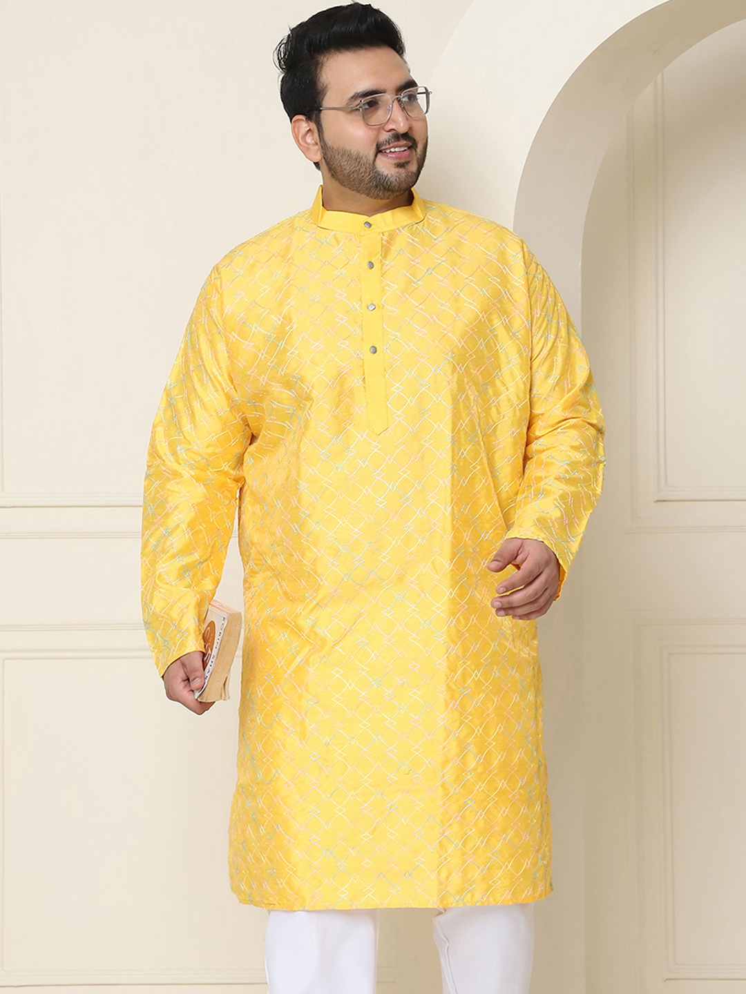 

SOJANYA PLUS Embroidered Kurta, Mustard