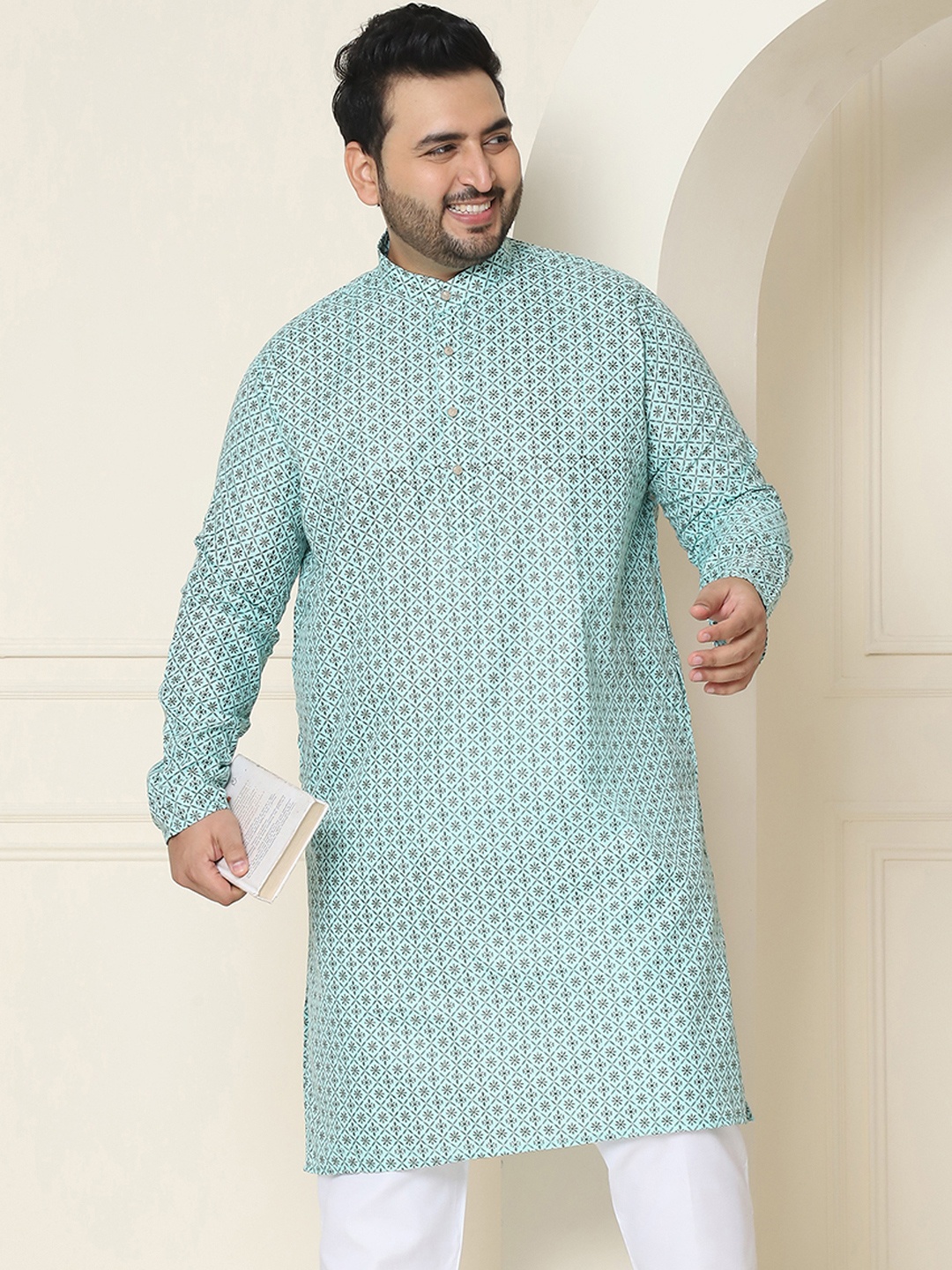 

SOJANYA PLUS Ethnic Motifs Printed Kurta, Sea green