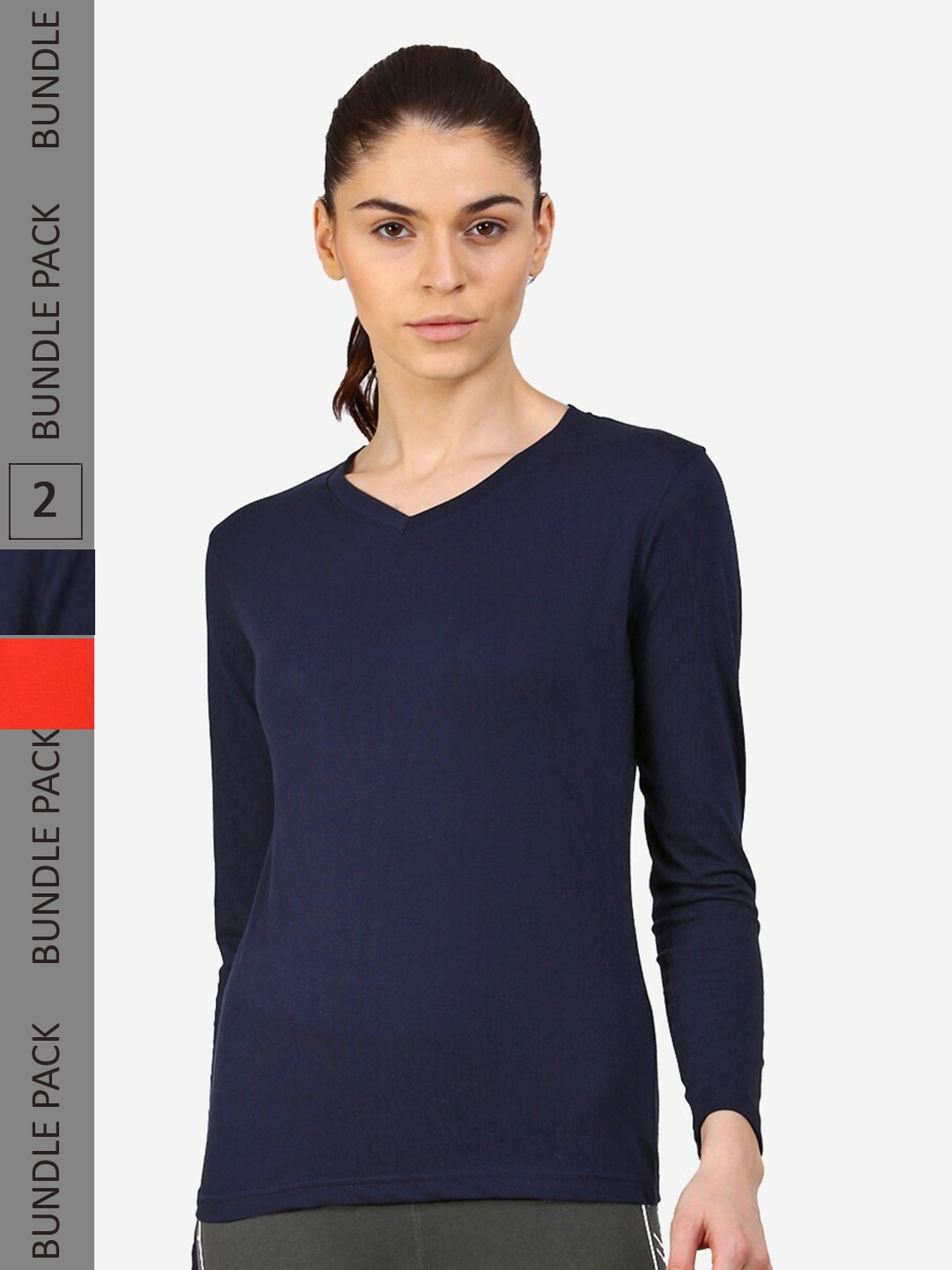 

appulse Pack Of 2 V-Neck Slim Fit T-Shirt, Navy blue