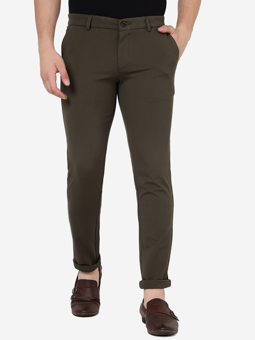 

JADE BLUE Men Venice Fit Cotton Regular Trousers, Green