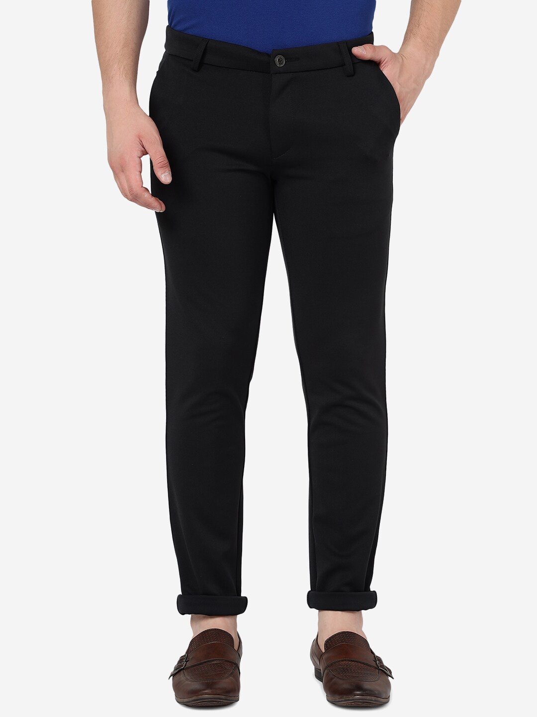 

JADE BLUE Men Mid-Rise Regular Fit Casual Chinos Trousers, Black