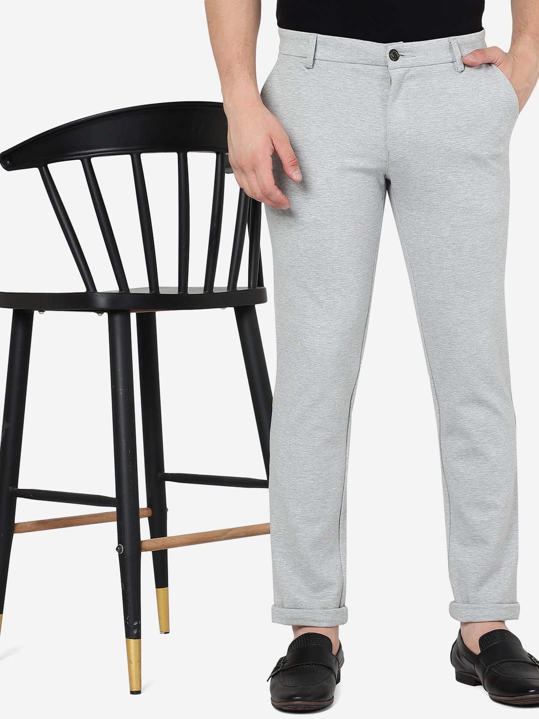 

JADE BLUE Men Venice Fit Cotton Regular Trousers, Grey