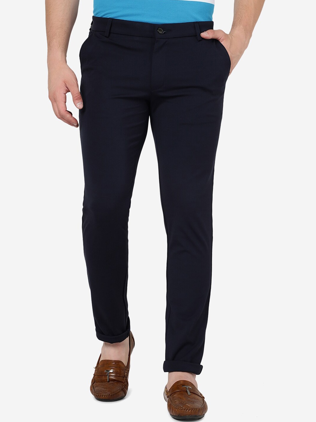 

JADE BLUE Men Cotton Regular Trousers