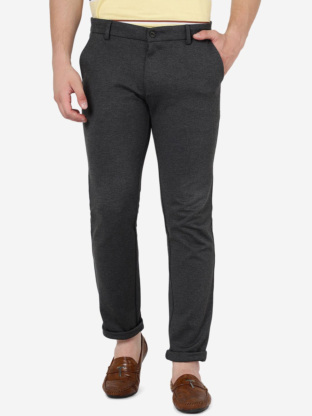 

JADE BLUE Men Venice Fit Cotton Regular Trousers, Grey
