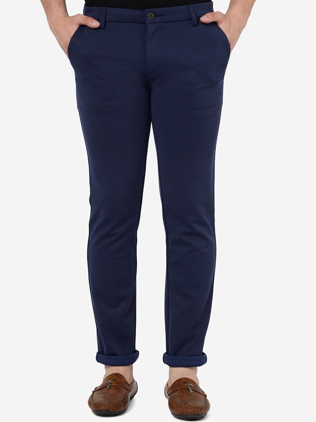 

JADE BLUE Men Venice Fit Cotton Regular Trousers, Navy blue