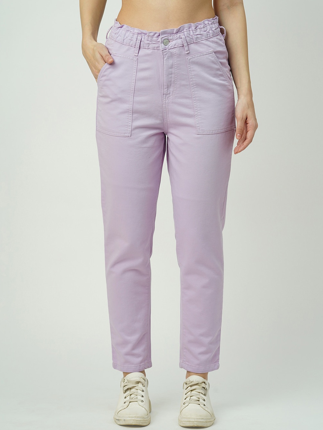 

Kraus Jeans Women Tapered Fit High-Rise Jeans, Purple