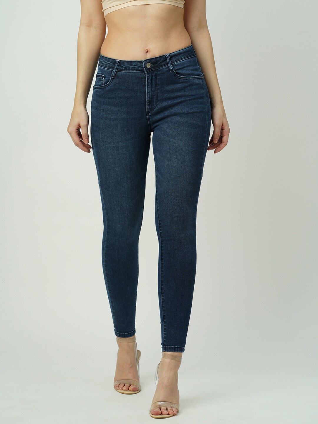 

Kraus Jeans Women Skinny Fit High-Rise Jeans, Blue