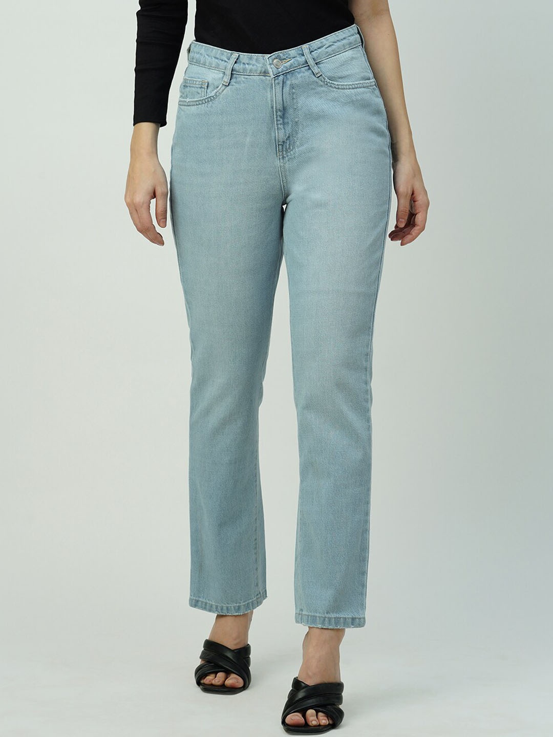 

Kraus Jeans Women Straight Fit High-Rise Jeans, Blue