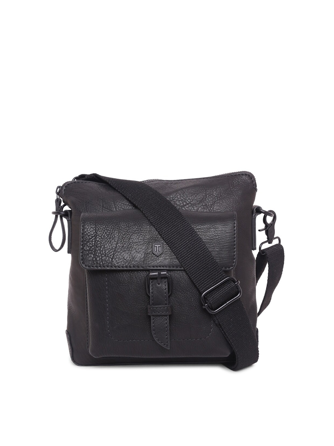 

TOM LANG LONDON Leather Messenger Bag, Black