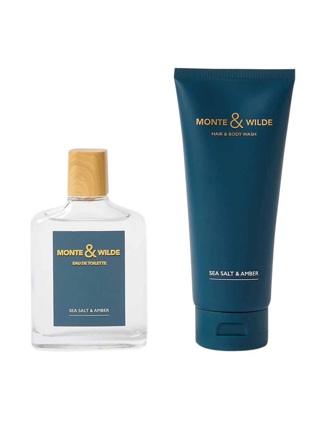 

Marks & Spencer Men Monte & Wilde Sea Salt & Amber EDT 100ml & Body Wash 200ml, Blue