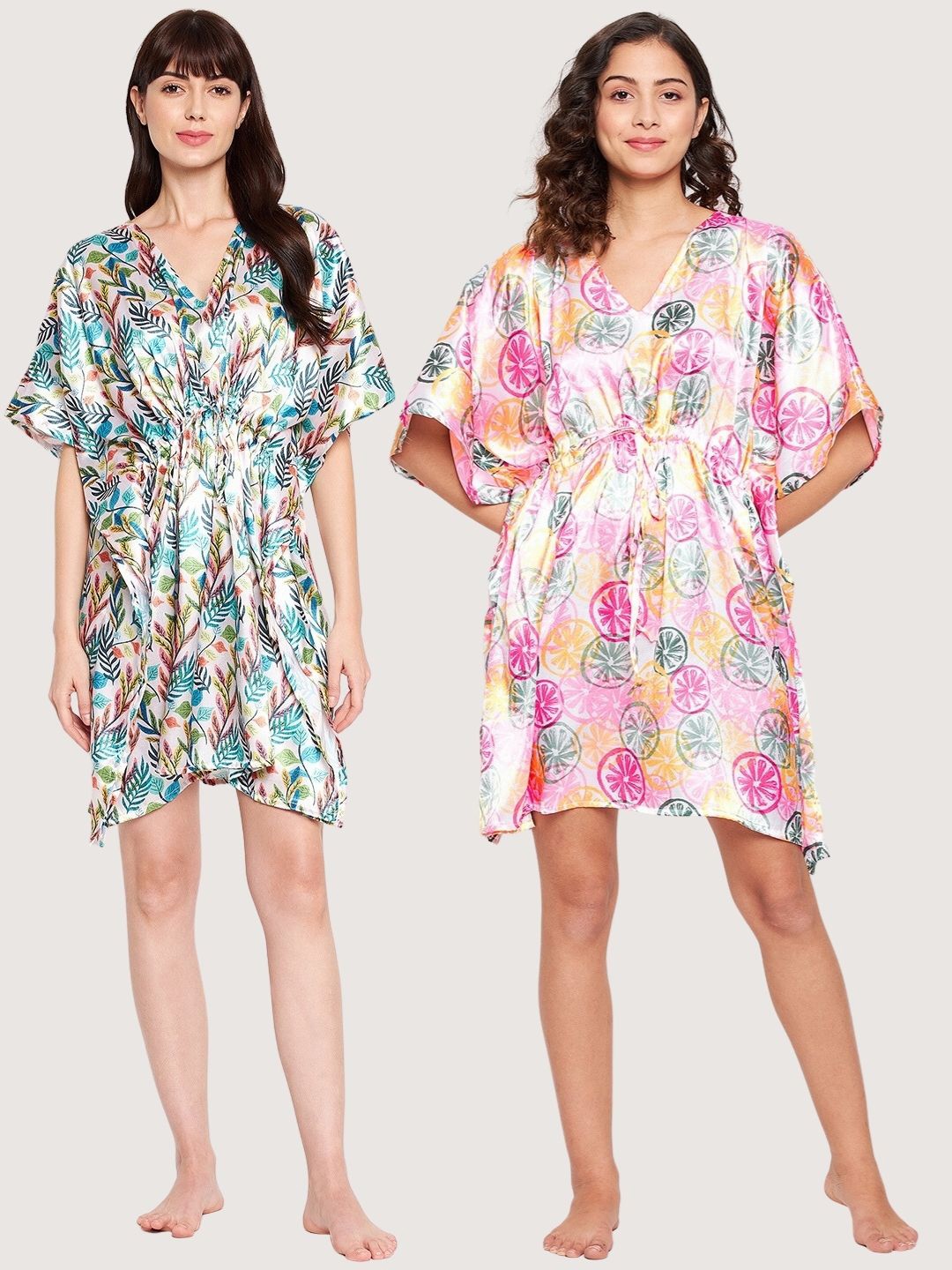 

SECRETS BY ZEROKAATA Set of 2 Printed Short Kaftan, Green