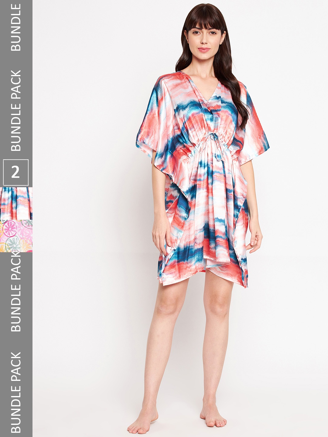 

SECRETS BY ZEROKAATA Pack Of 2 Printed Kaftan Cover Up Dress, Pink