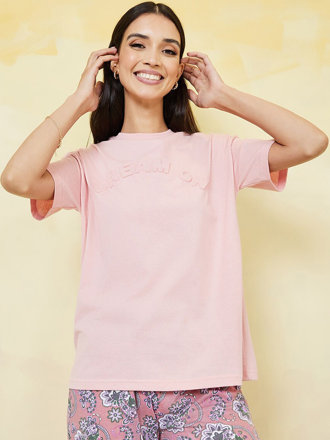 

Styli Women Pink Printed Night suit