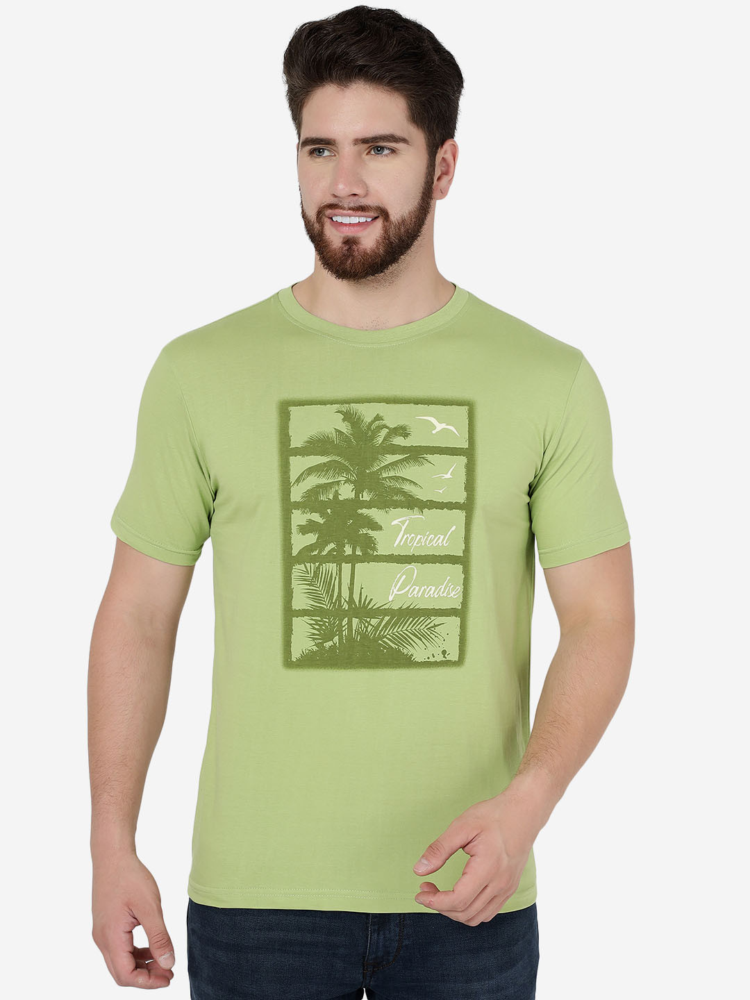 

Greenfibre Tropical Printed Slim Fit T-shirt, Green