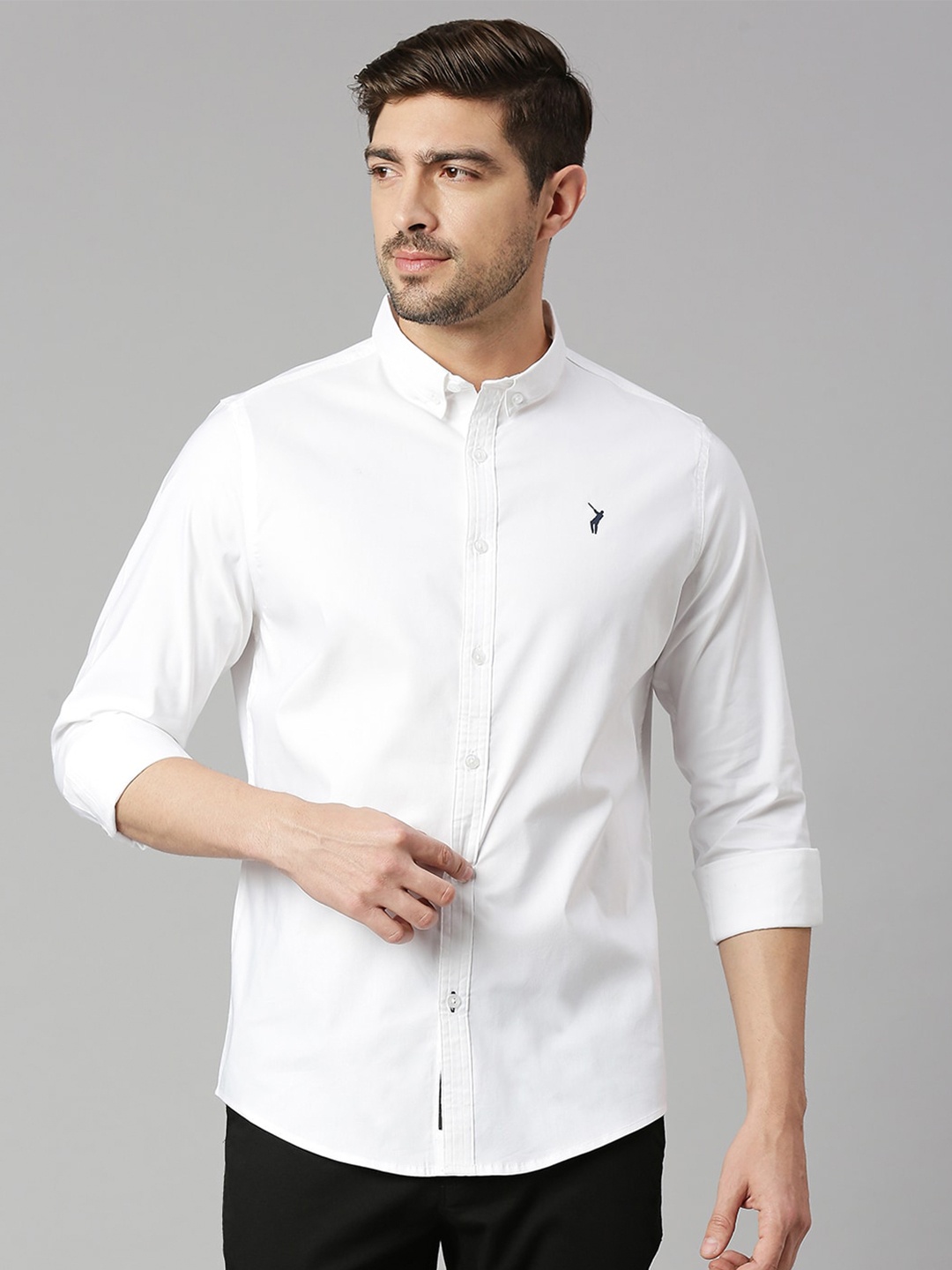 

Thomas Scott Button Down Collar Slim Fit Cotton Casual Shirt, White