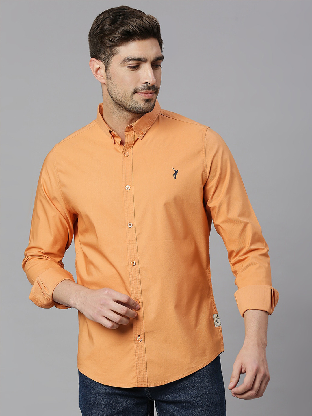 

Thomas Scott Button Down Collar Slim Fit Cotton Casual Shirt, Orange