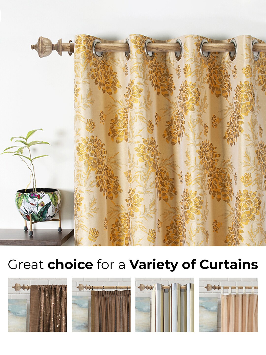 

Deco Window Brown Extendable Curtain Rods With Brackets
