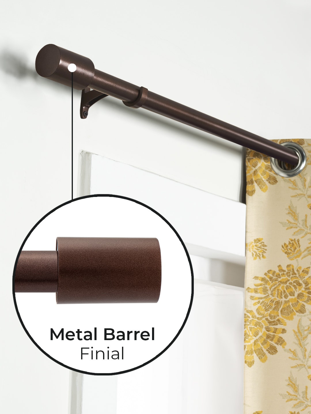 

Deco Window Black Extendable Curtain Rods and Brackets, Brown
