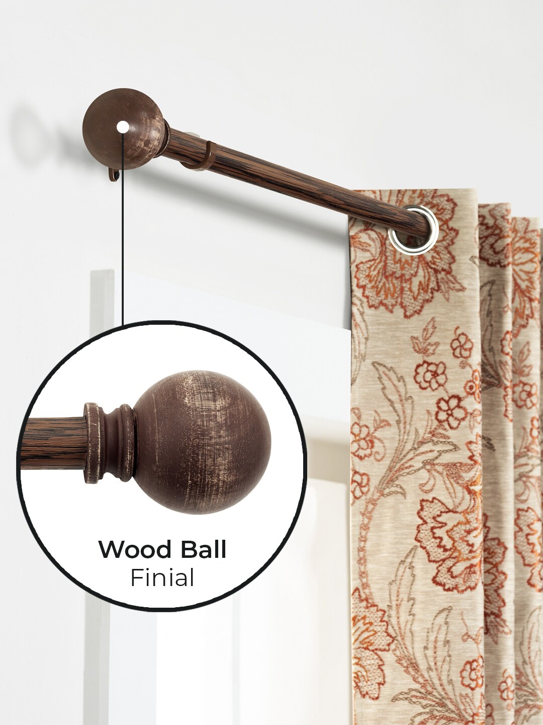 

Deco Window Brown Printed Extendable Curtain Rods With Brackets