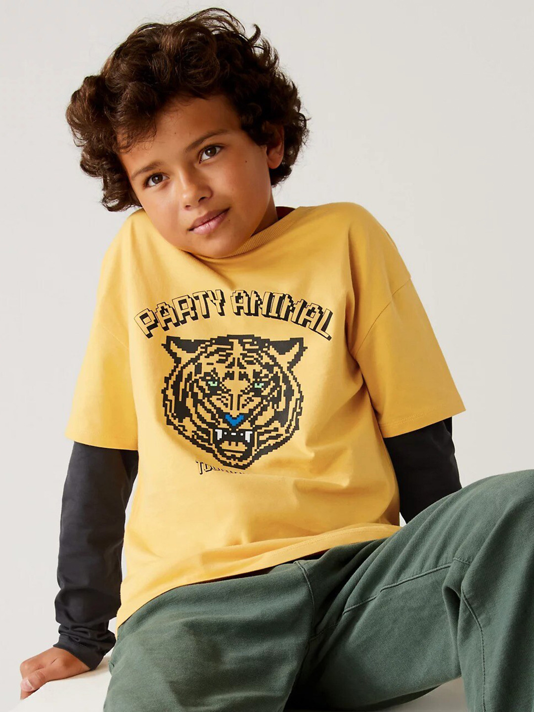 

Marks & Spencer Boys Round Neck Graphic Printed Pure Cotton T-shirt, Yellow