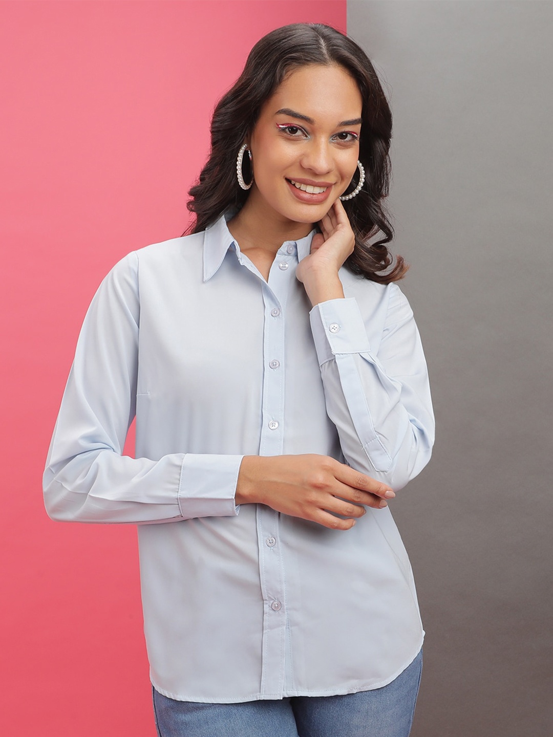 

Freehand by The Indian Garage Co Blue Slim Fit Spread Collar Casual Shirt