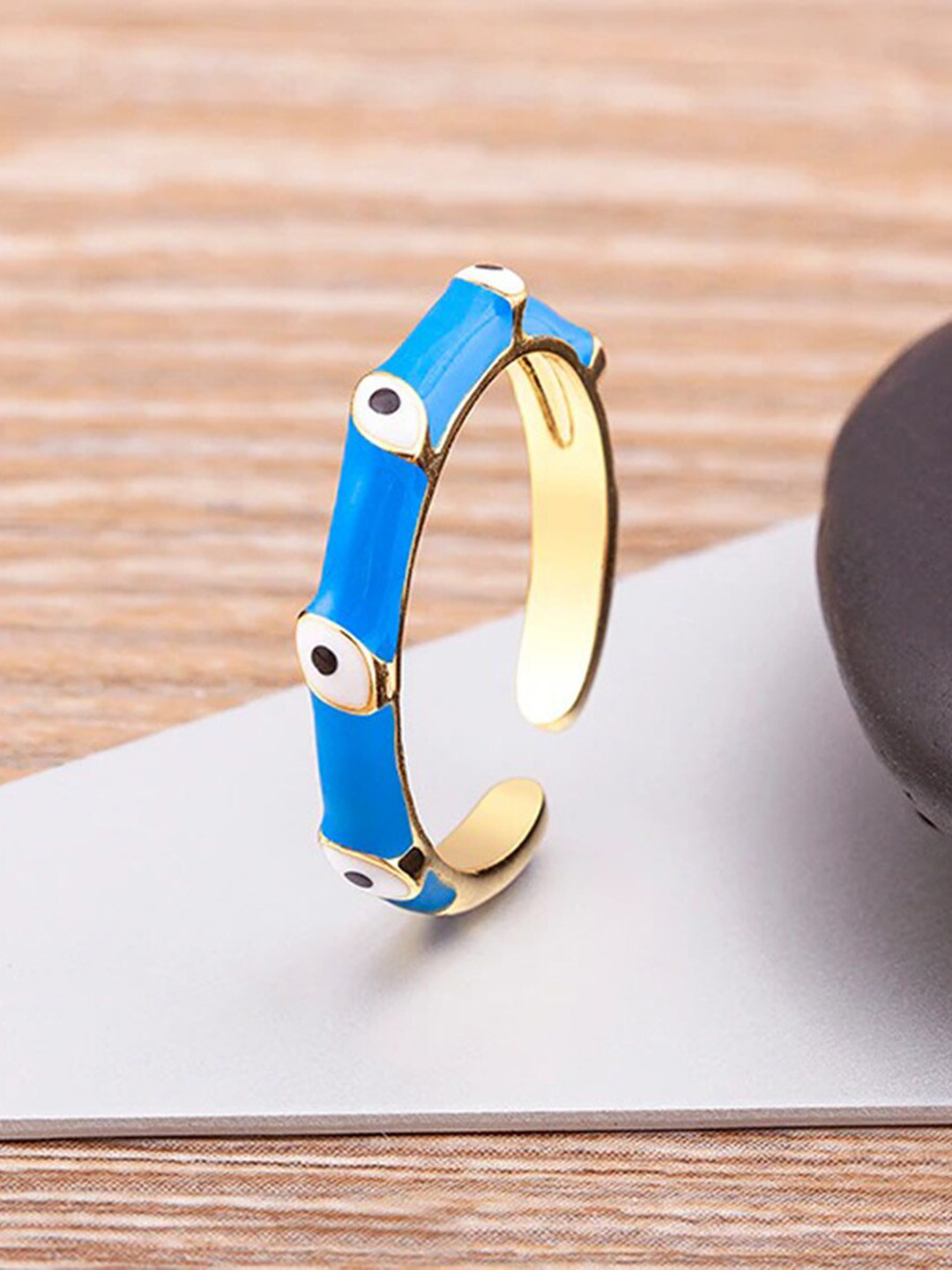 

ZIVOM 18KT Gold-Plated Evil Eye Adjustable Finger Ring