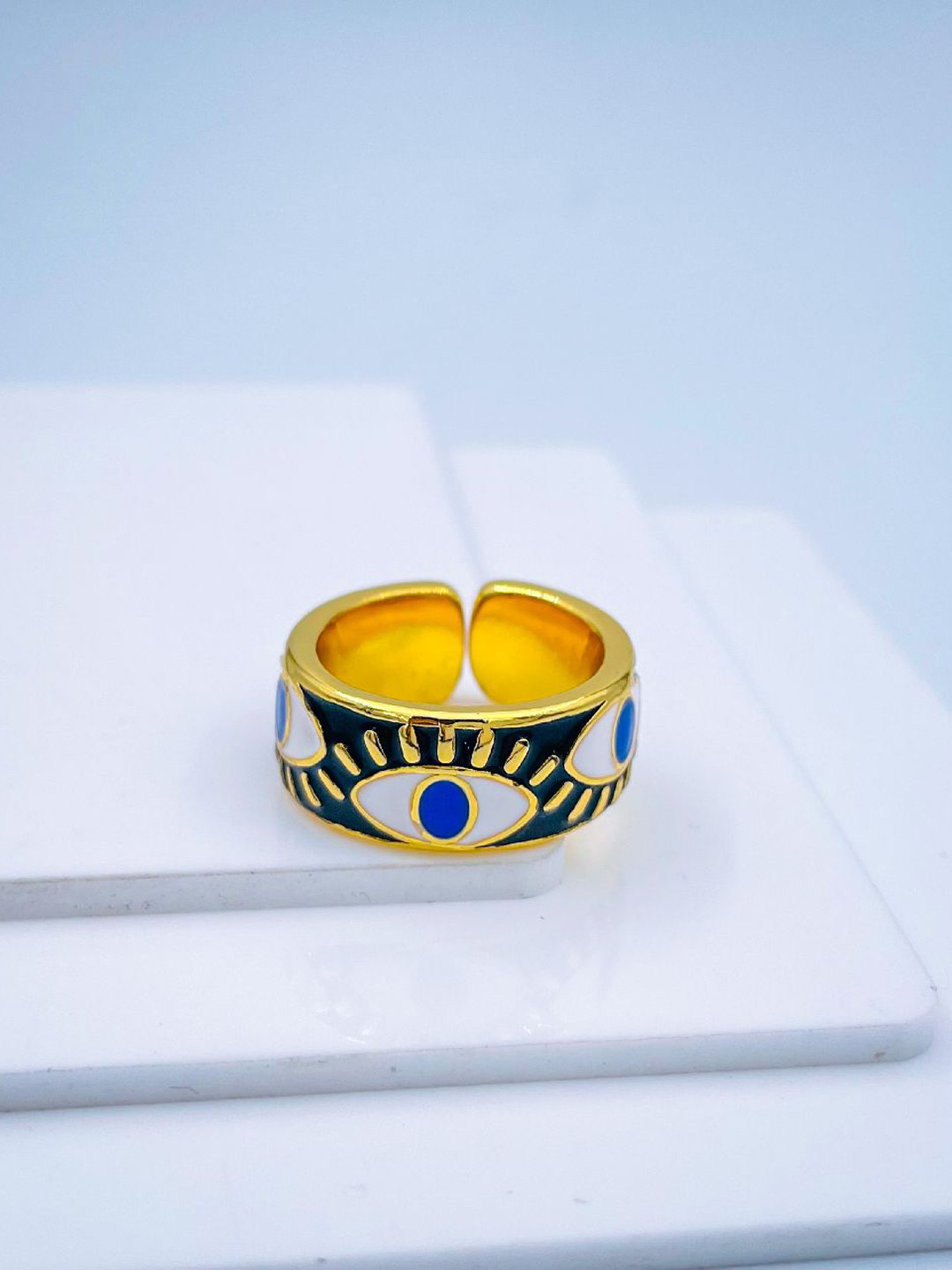 

ZIVOM Gold-Plated Evil Eye Adjustable Finger Ring