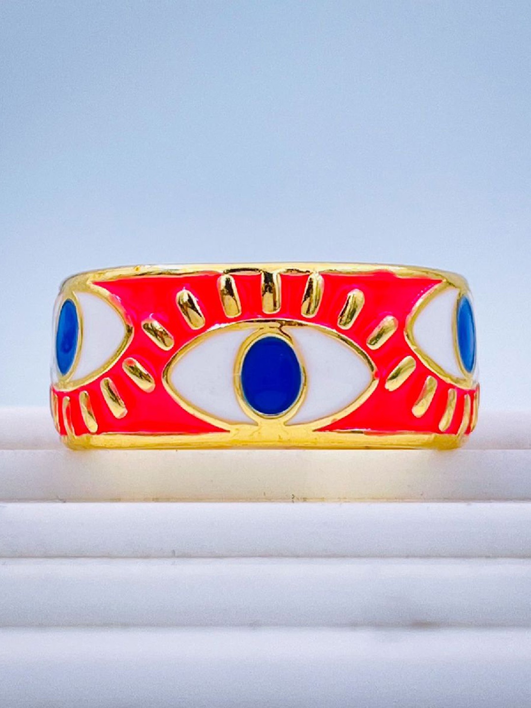 

ZIVOM Gold-Plated Evil Eye Adjustable Finger Ring