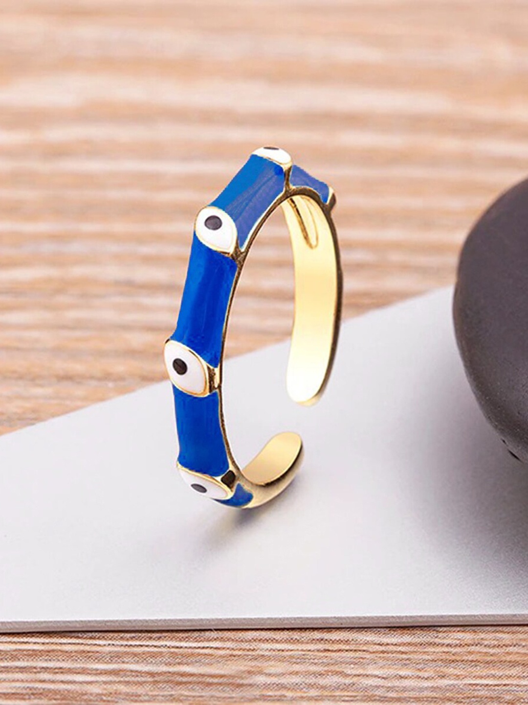 

ZIVOM 18KT Gold-Plated Evil Eye Adjustable Finger Ring