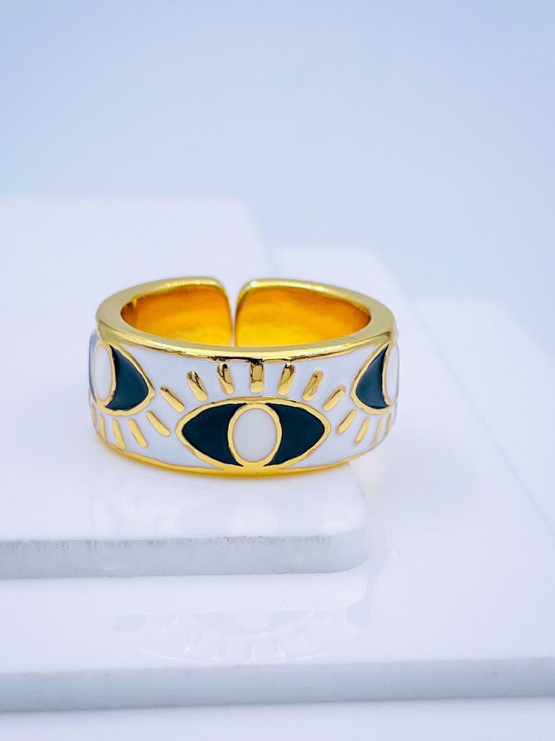 

ZIVOM 18K Gold-Plated Evil Eye Adjustable Finger Ring