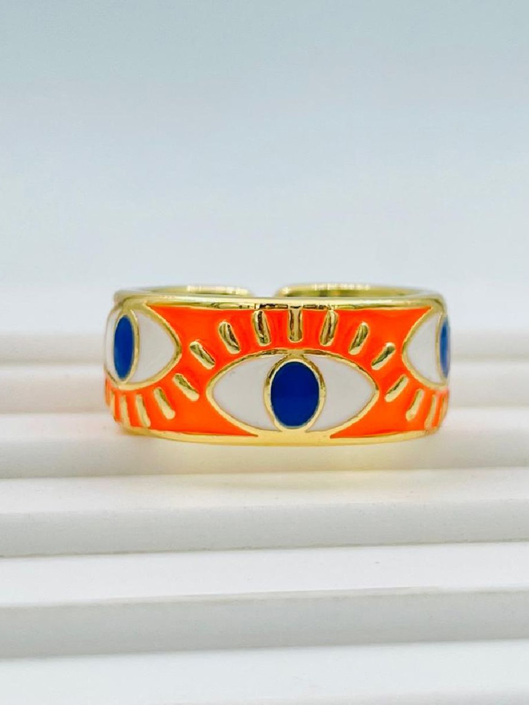 

ZIVOM Gold-Plated Evil Eye Adjustable Finger Ring