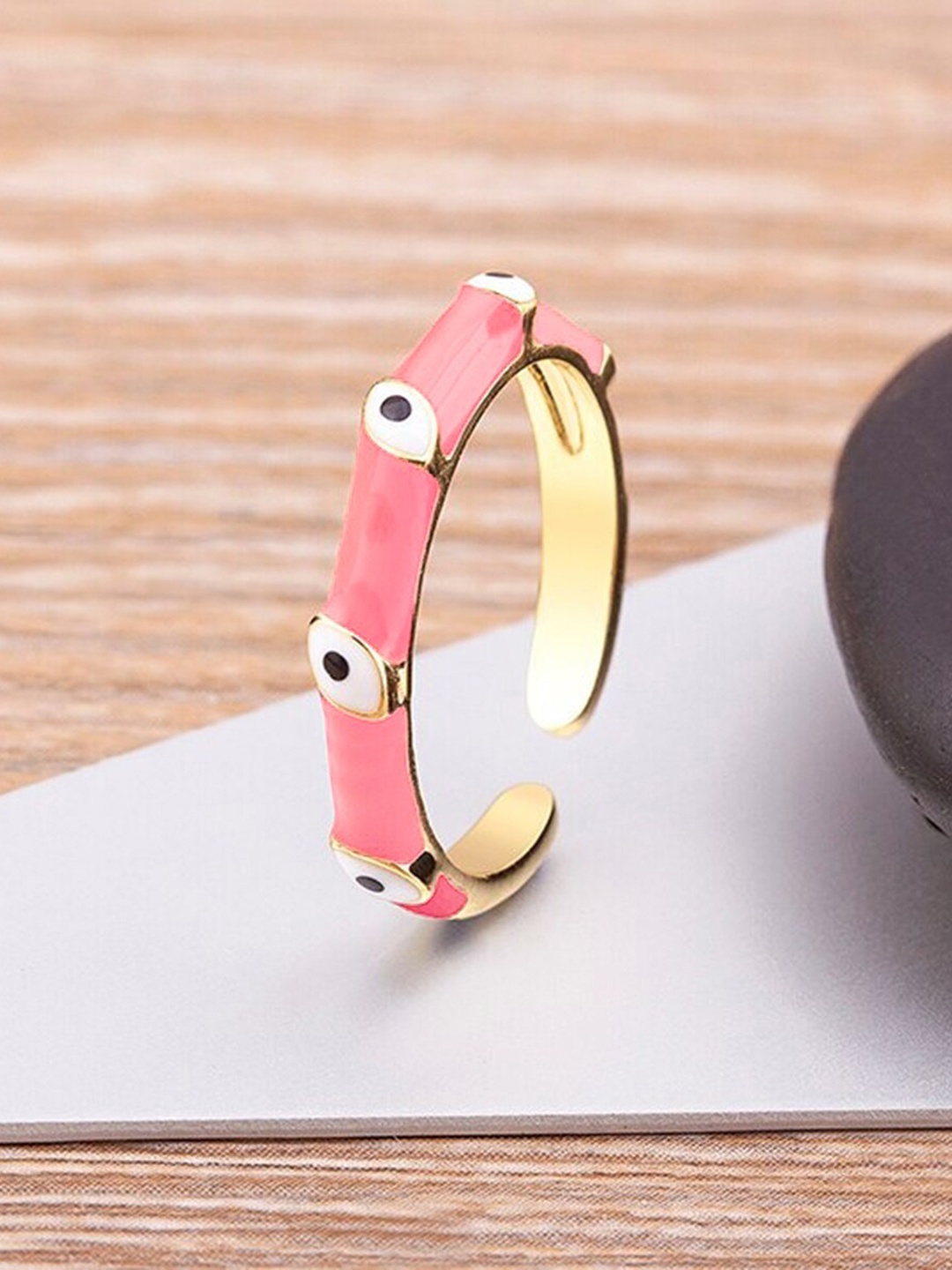 

ZIVOM 18KT Gold-Plated Evil Eye Adjustable Finger Ring