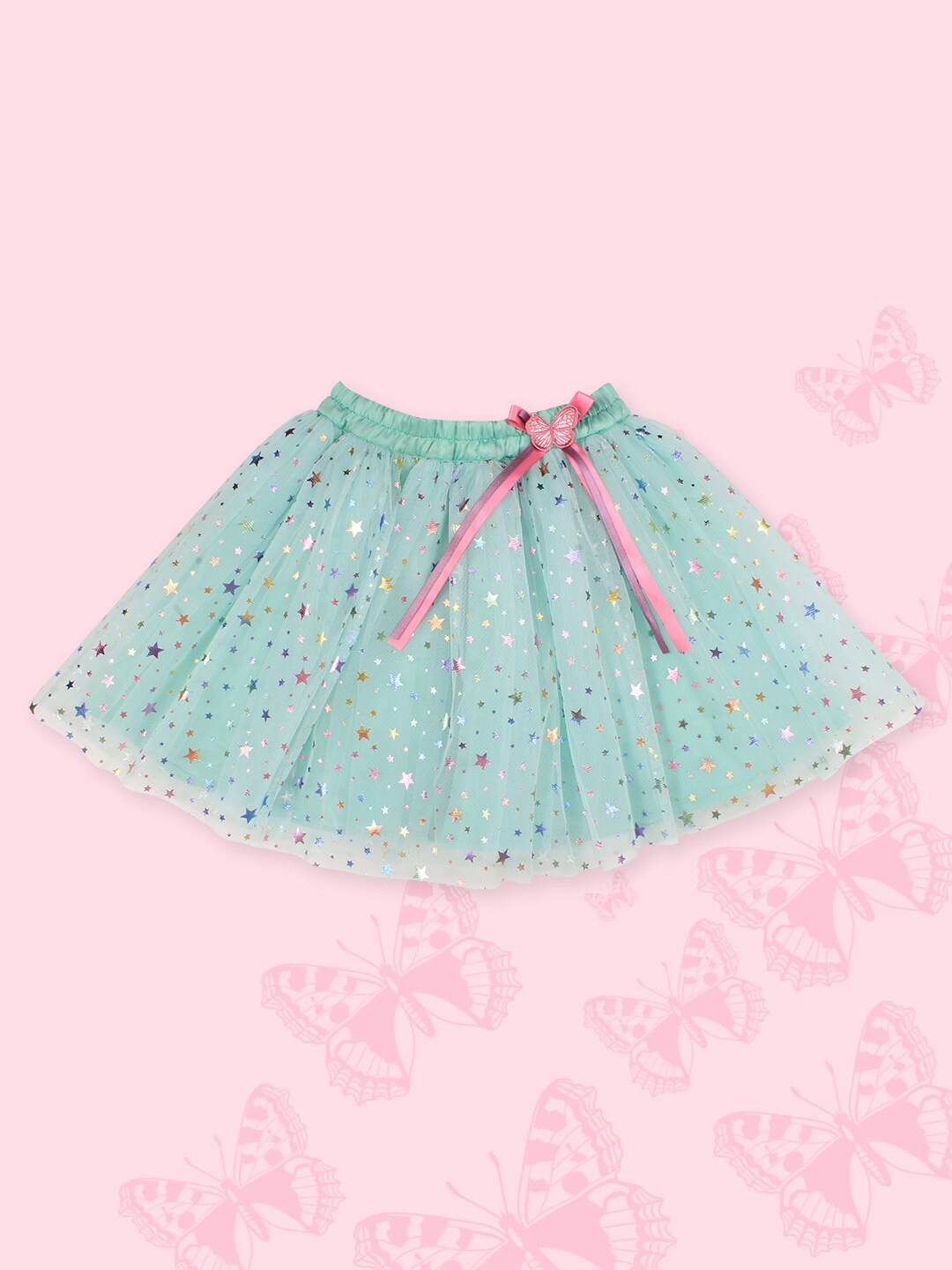 

CUTECUMBER Graphic Printed Flared Mini Slip-On Skirt, Green