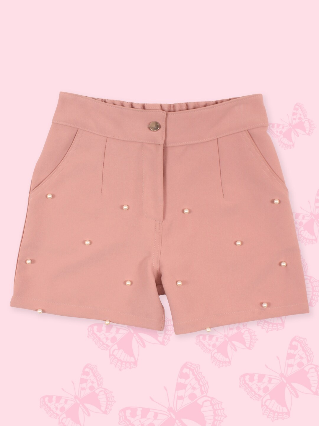 

CUTECUMBER Girls Beads Regular Fit Shorts, Pink