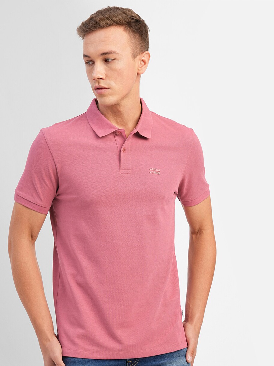 

Jack & Jones Polo Collar Short Sleeves Slim Fit Cotton T-shirt, Mauve