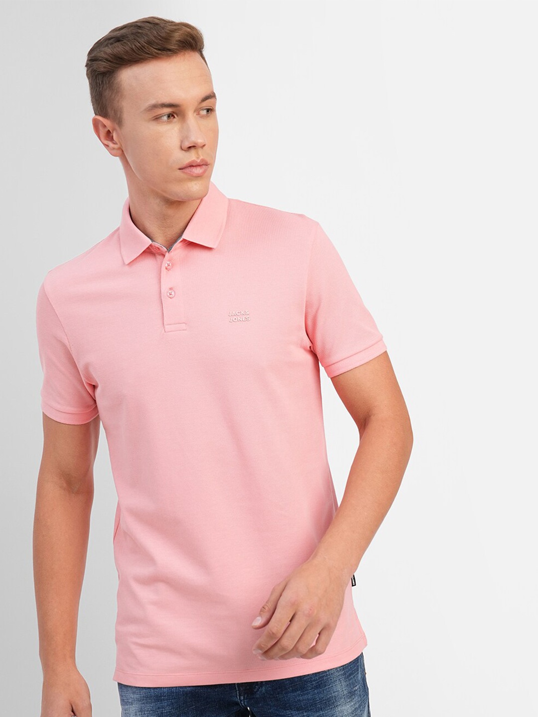 

Jack & Jones Polo Collar Short Sleeves Cotton T-shirt, Pink
