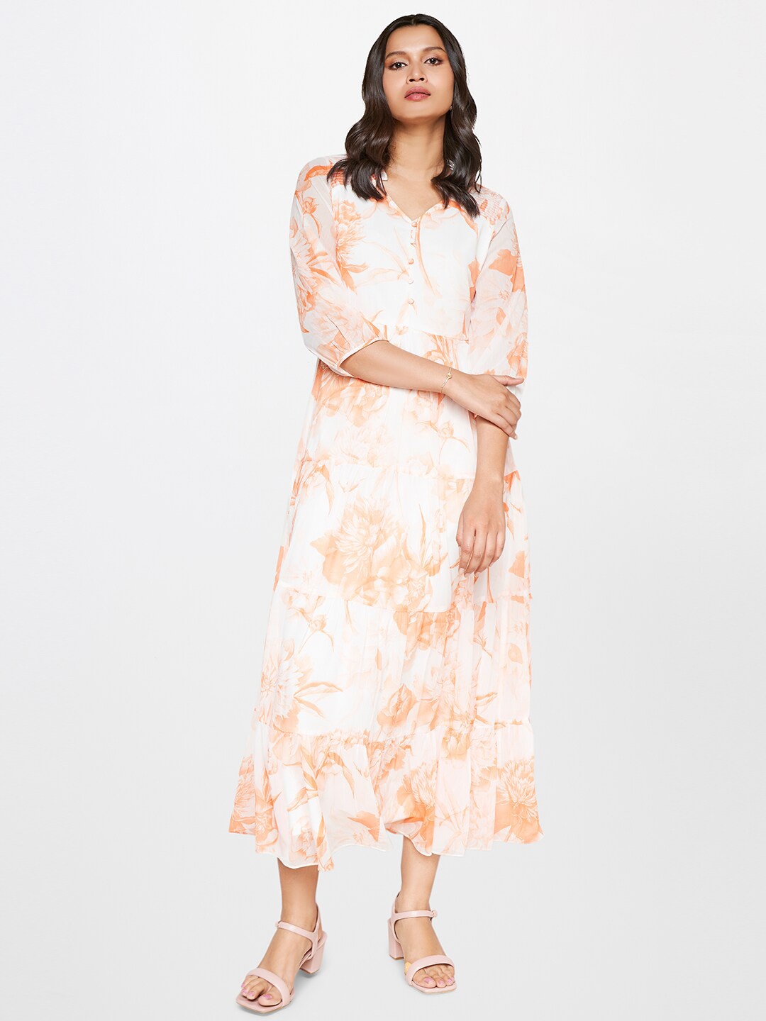 

AND Floral Print Maxi Dress, Orange
