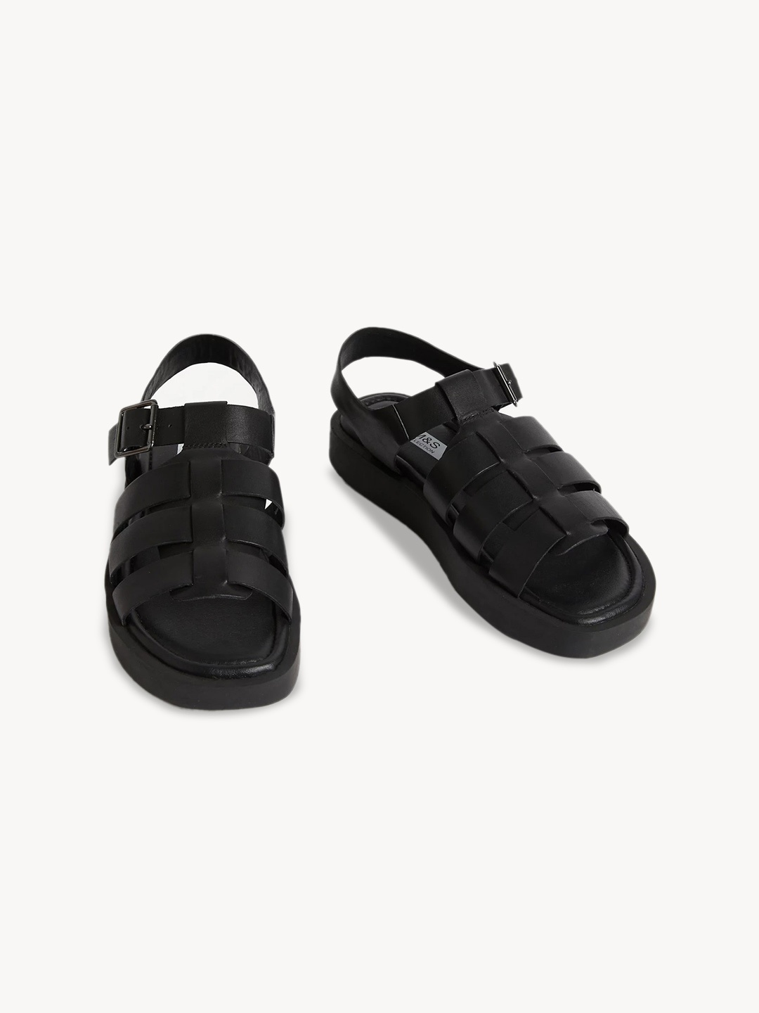 

Marks & Spencer Women Open Toe Flats With Buckles, Black