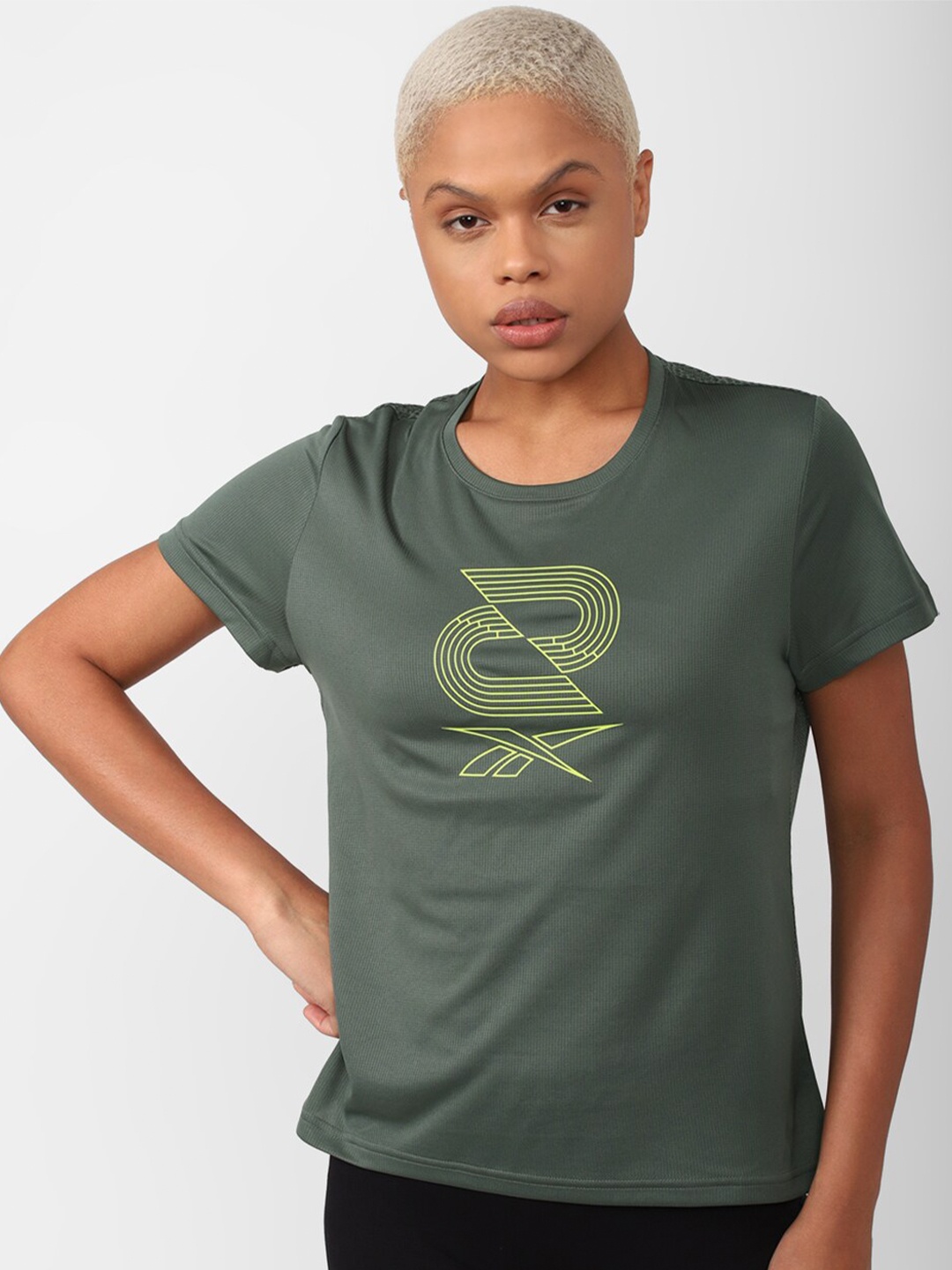 

Reebok Running SW Graphic Printed T-Shirt, Olive